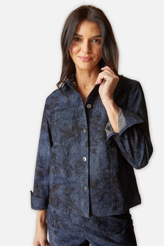 Luxe Cord Boyfriend Jacket - Navy