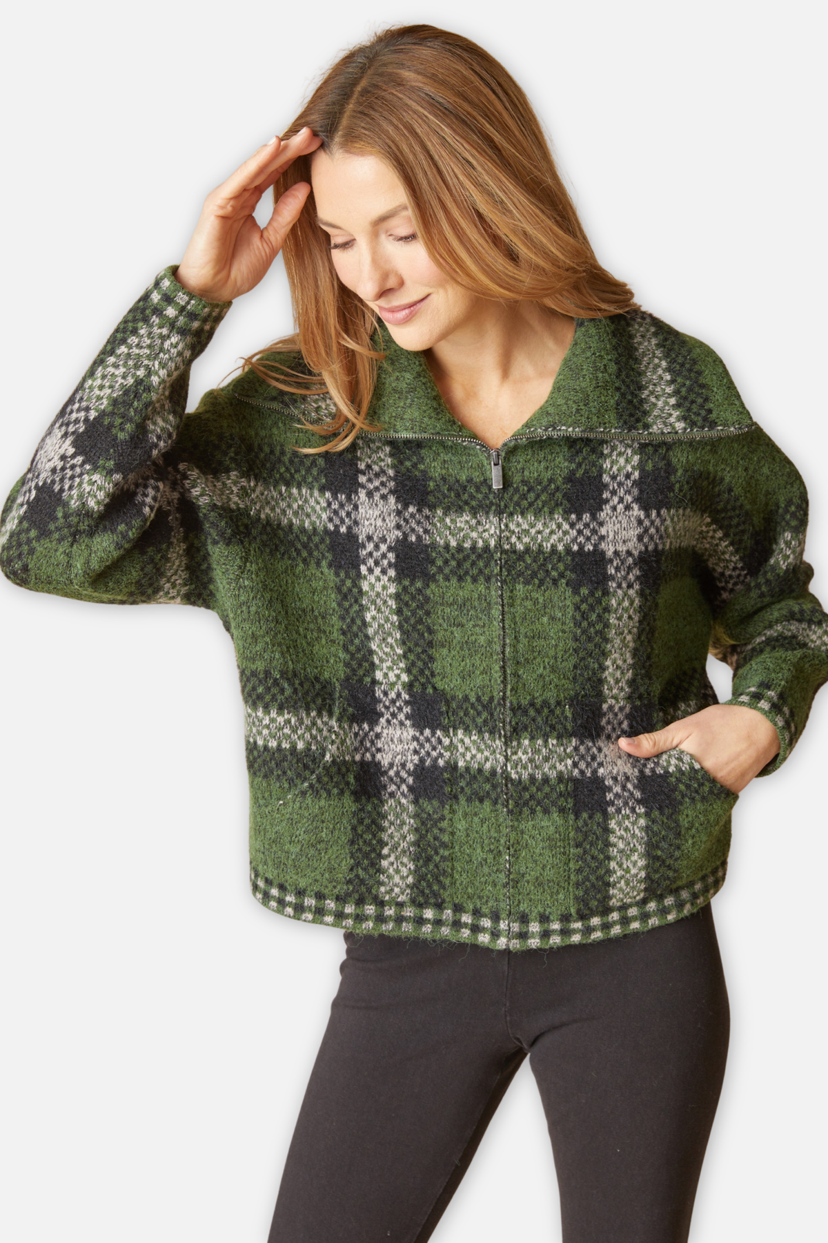 Plaid Zip Jacket - Fern 