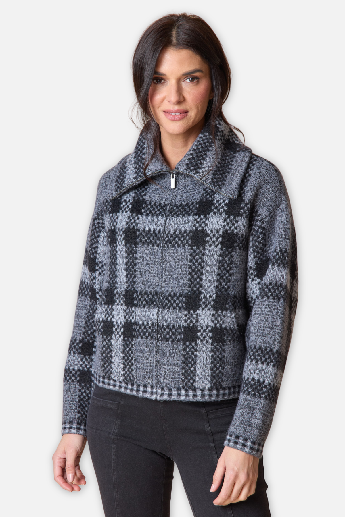 Plaid Zip Jacket - Slate