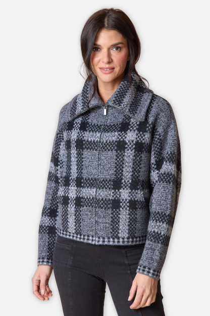 Plaid Zip Jacket - Slate