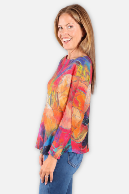 Painted Garden Sweater - Orange