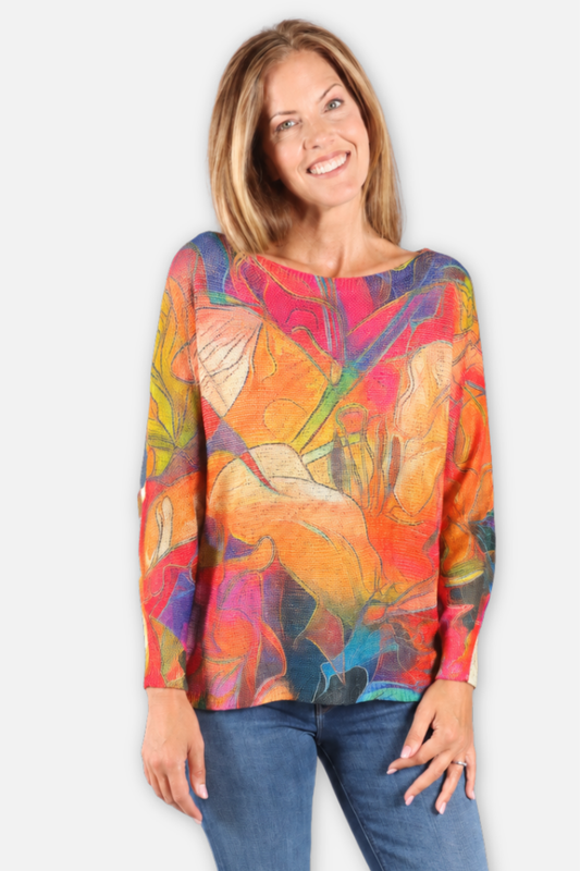 Painted Garden Sweater - Orange
