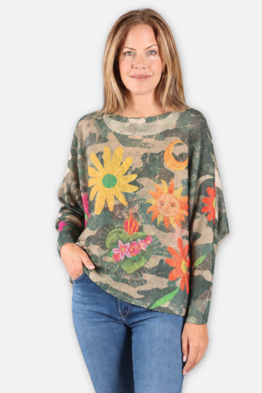 Sun & Soul Sweater - Camo Floral