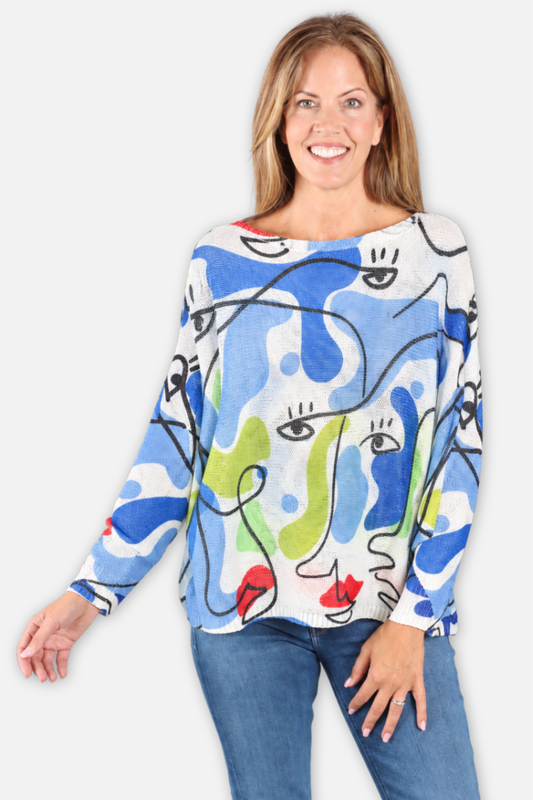 Modern Muse Sweater - Blue Picasso
