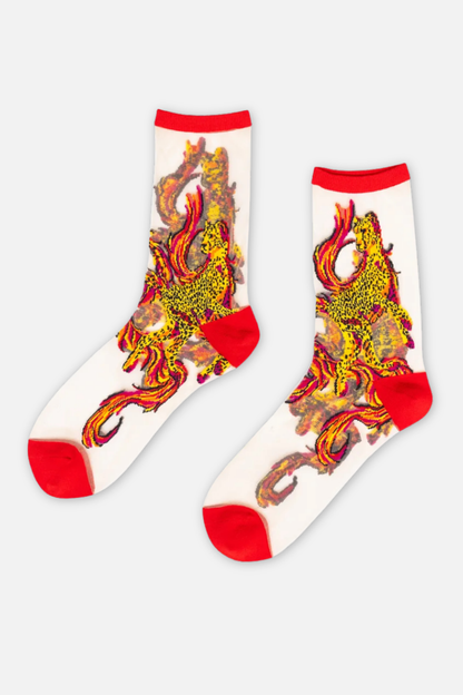 Sheer Sock - Flaming Cheetah