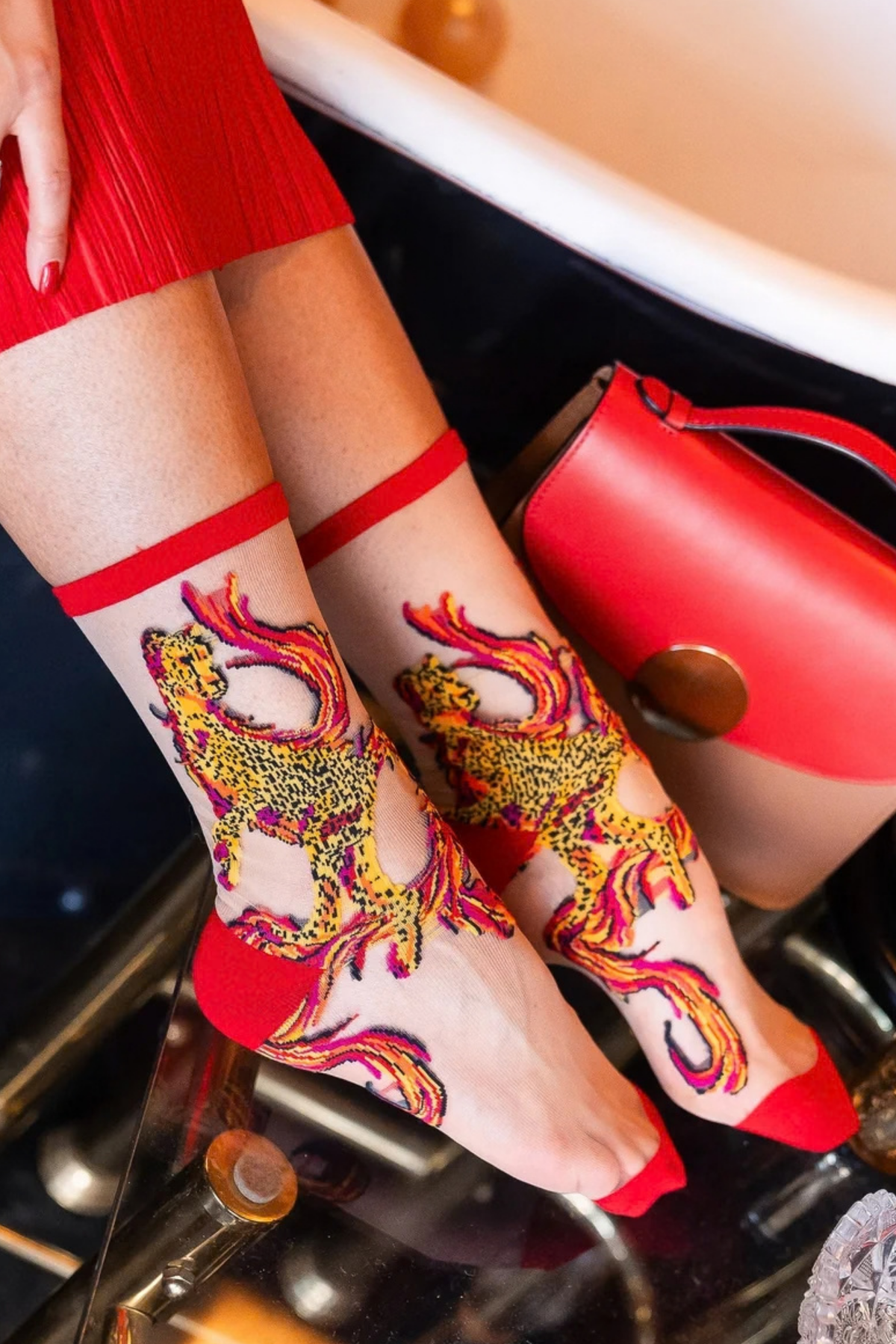 Sheer Sock - Flaming Cheetah