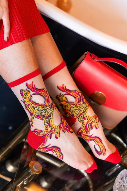 Sheer Sock - Flaming Cheetah
