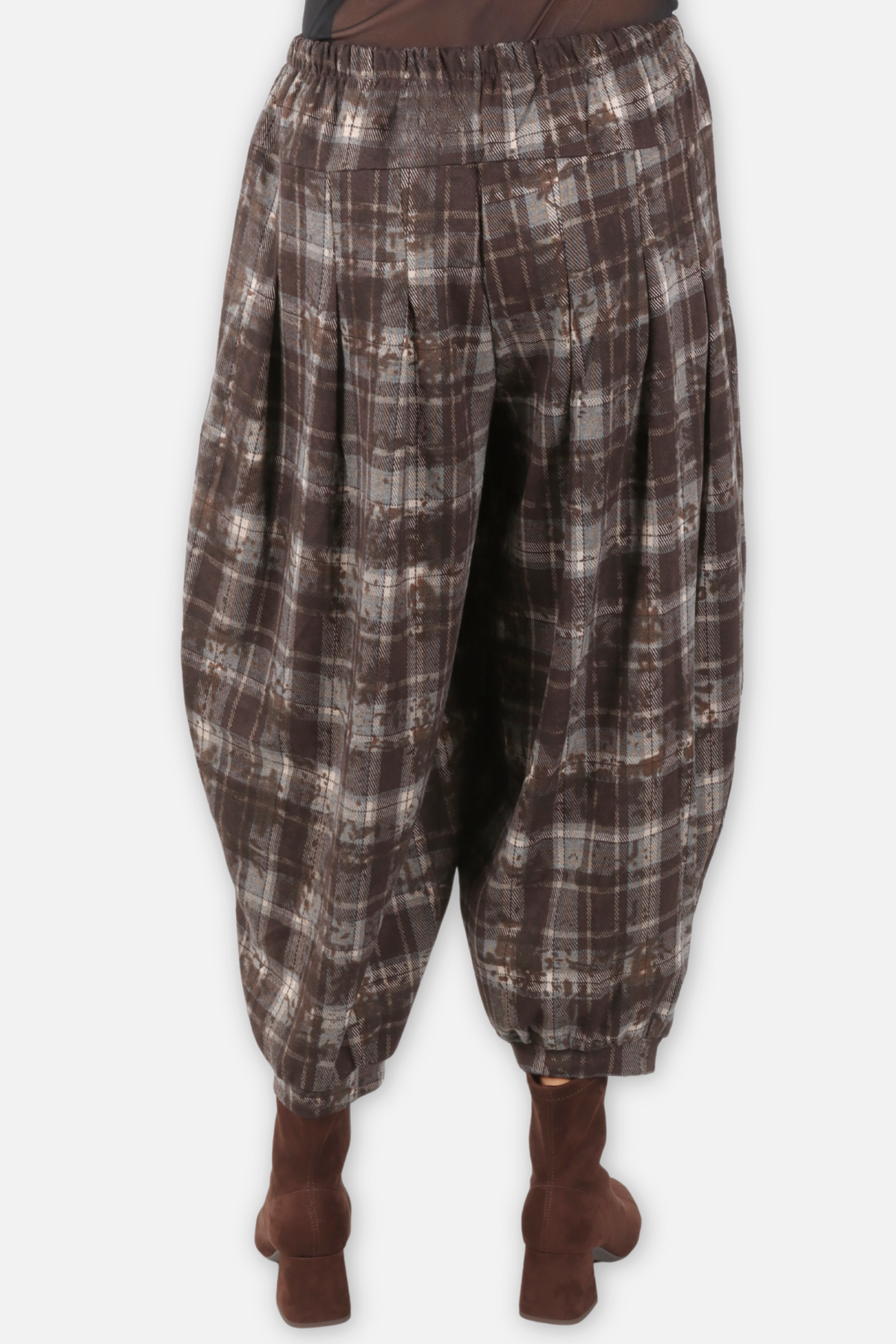 Plaid Relaxed Fit Pant - Black & Coffee