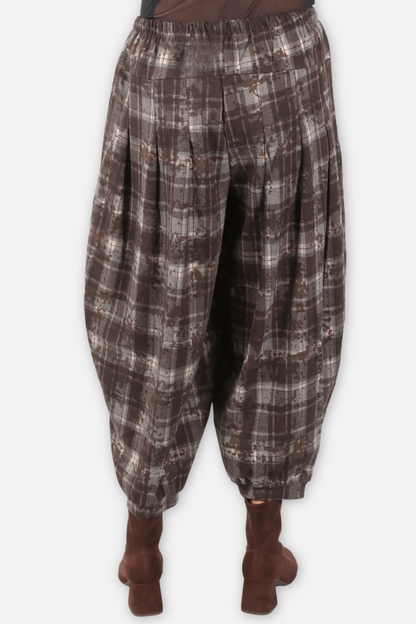 Plaid Relaxed Fit Pant - Black & Coffee