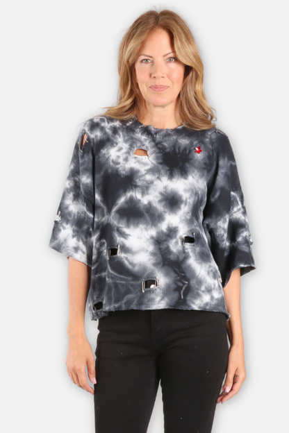 Rebel Tie Dye Pullover - Stone