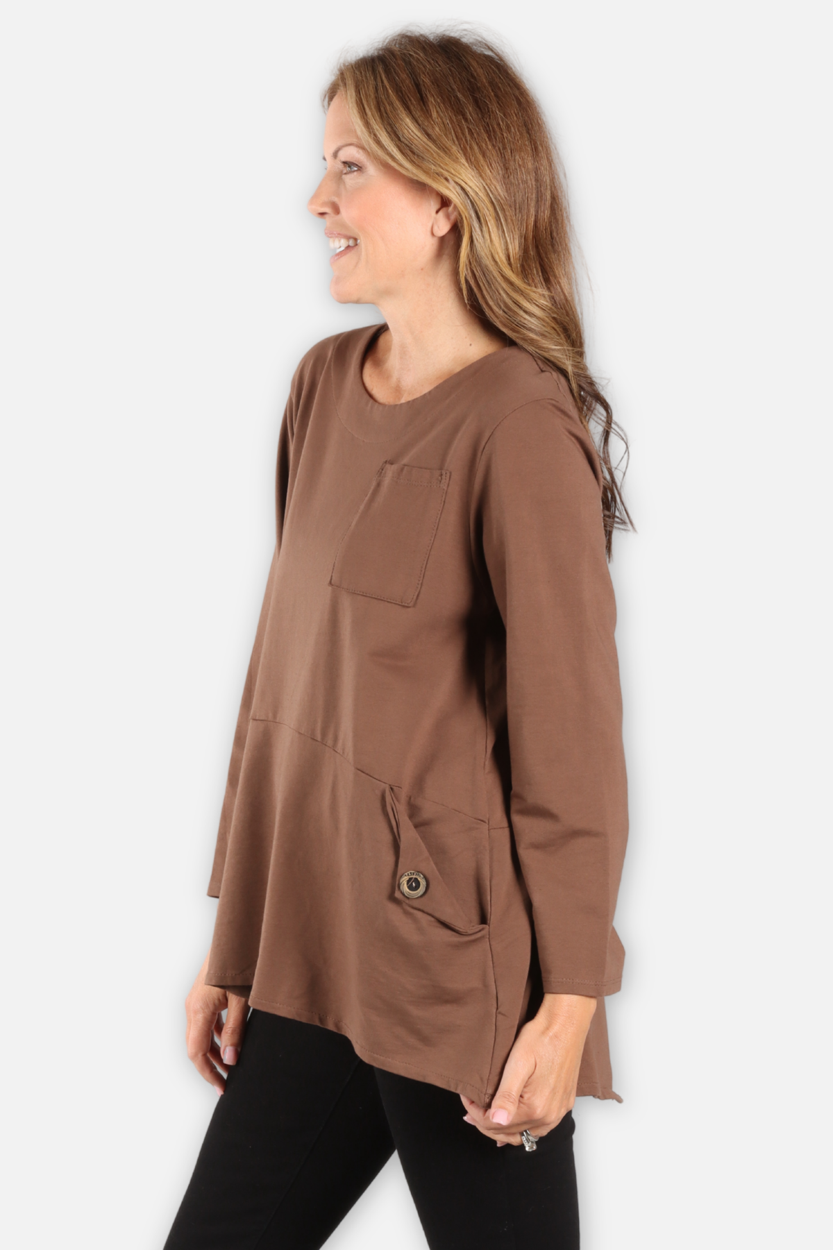 Folded Pocket Top - Brown