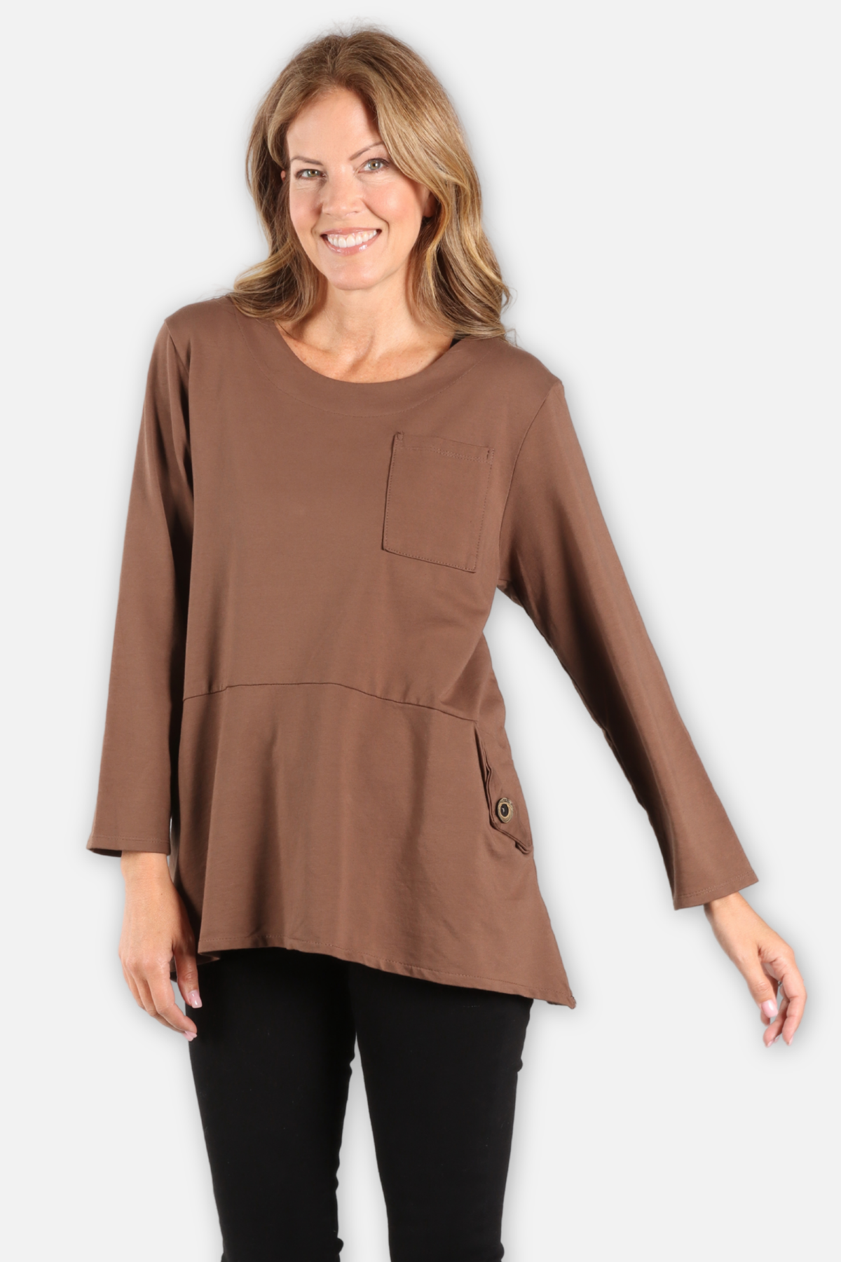 Folded Pocket Top - Brown