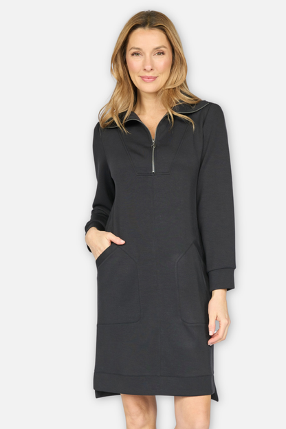 Quarter Zip Dress - Black