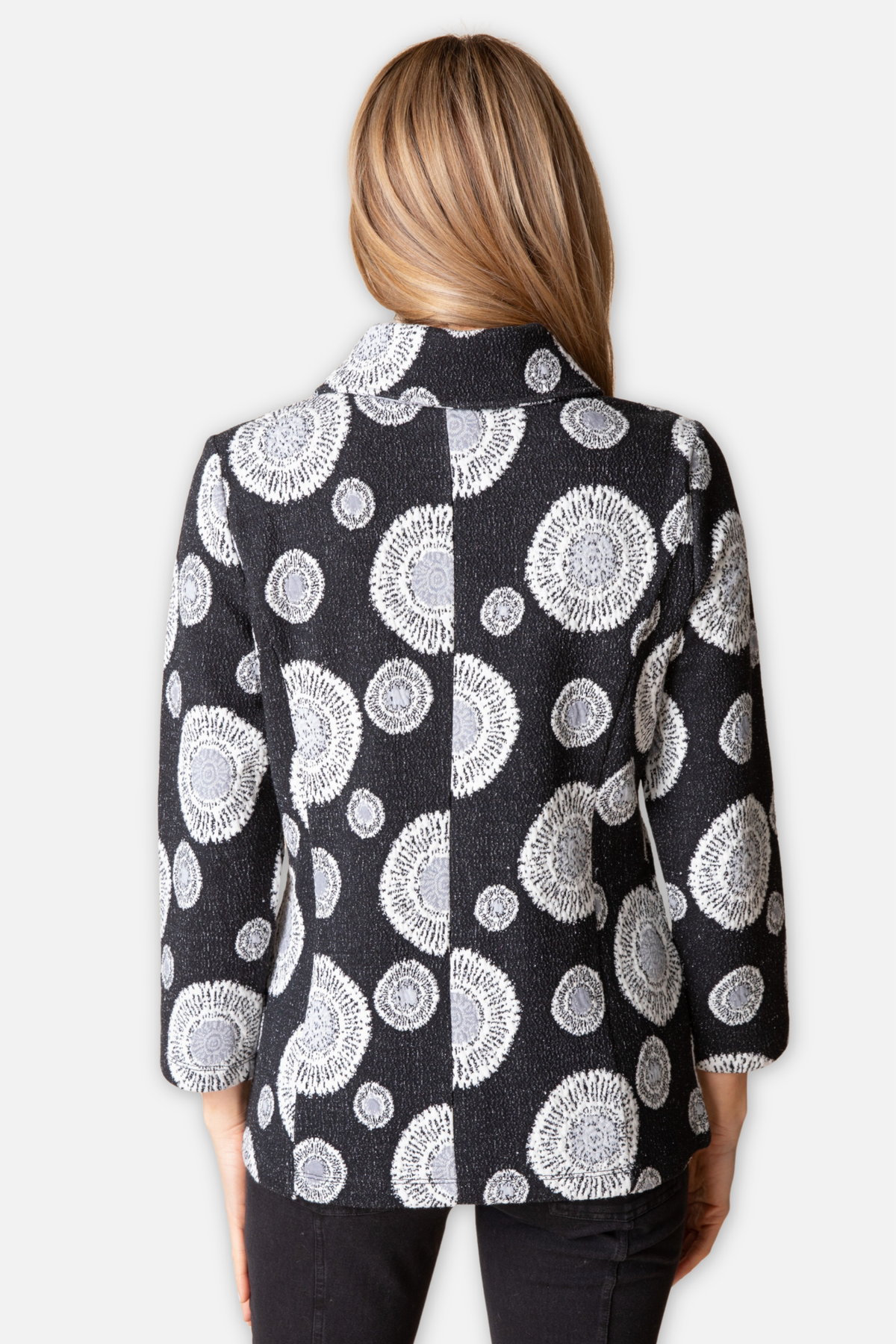 Circle Back Patch Button Jacket - Black