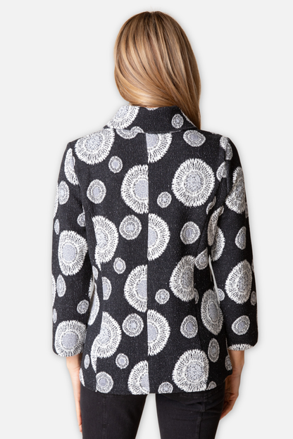 Circle Back Patch Button Jacket - Black