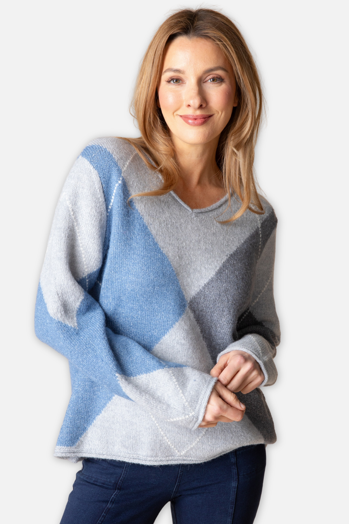 Alpine Argyle Pullover - Mist
