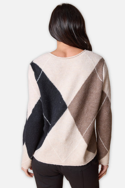 Alpine Argyle Pullover - Dove