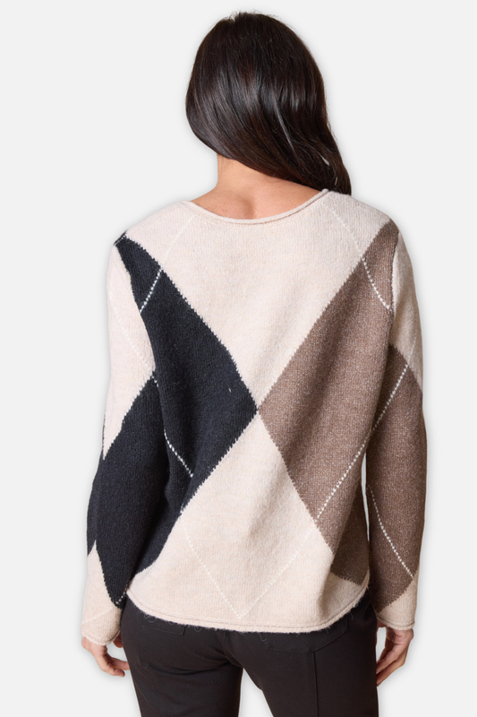 Alpine Argyle Pullover - Dove