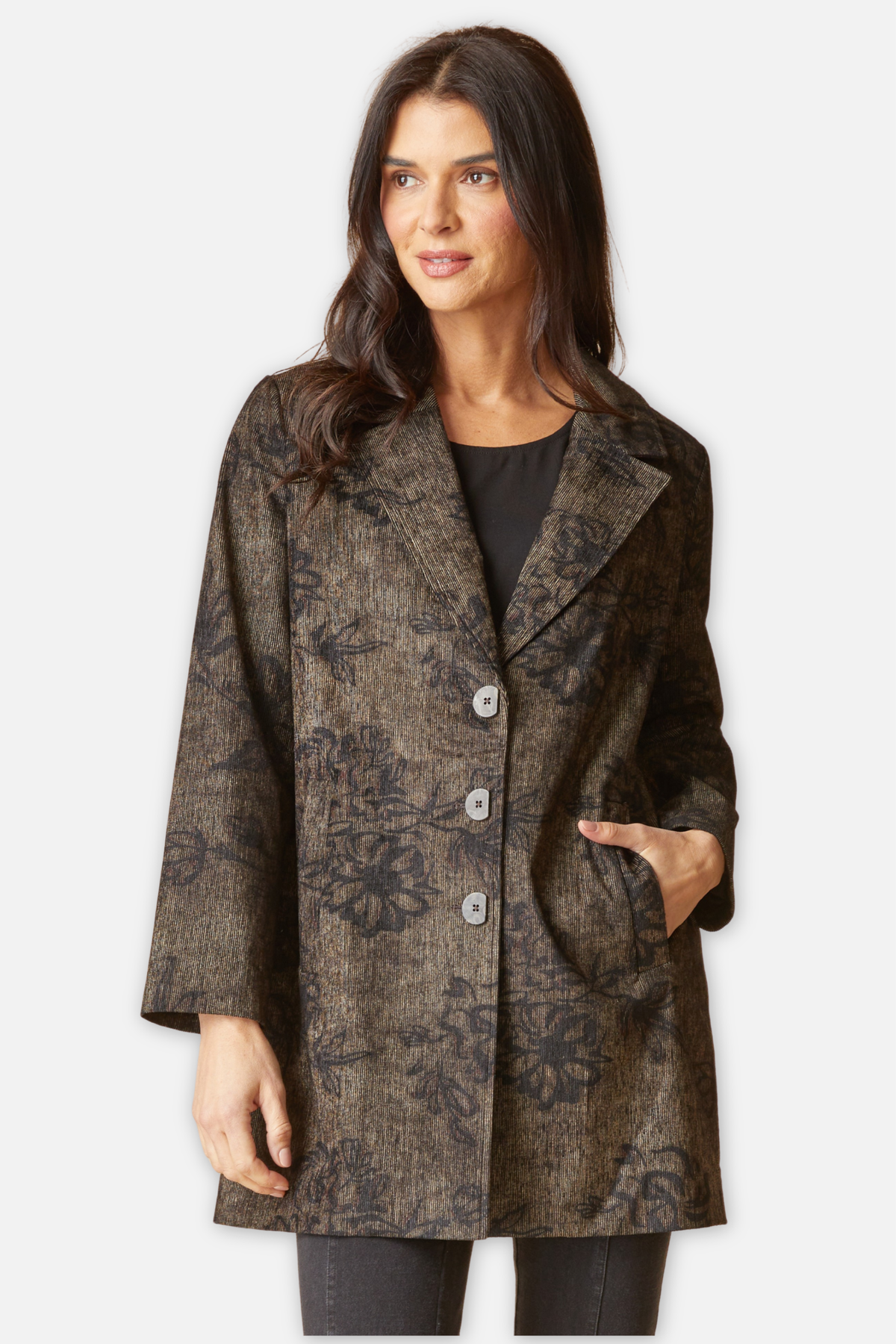 Luxe Cord Paris Card Coat - Umber