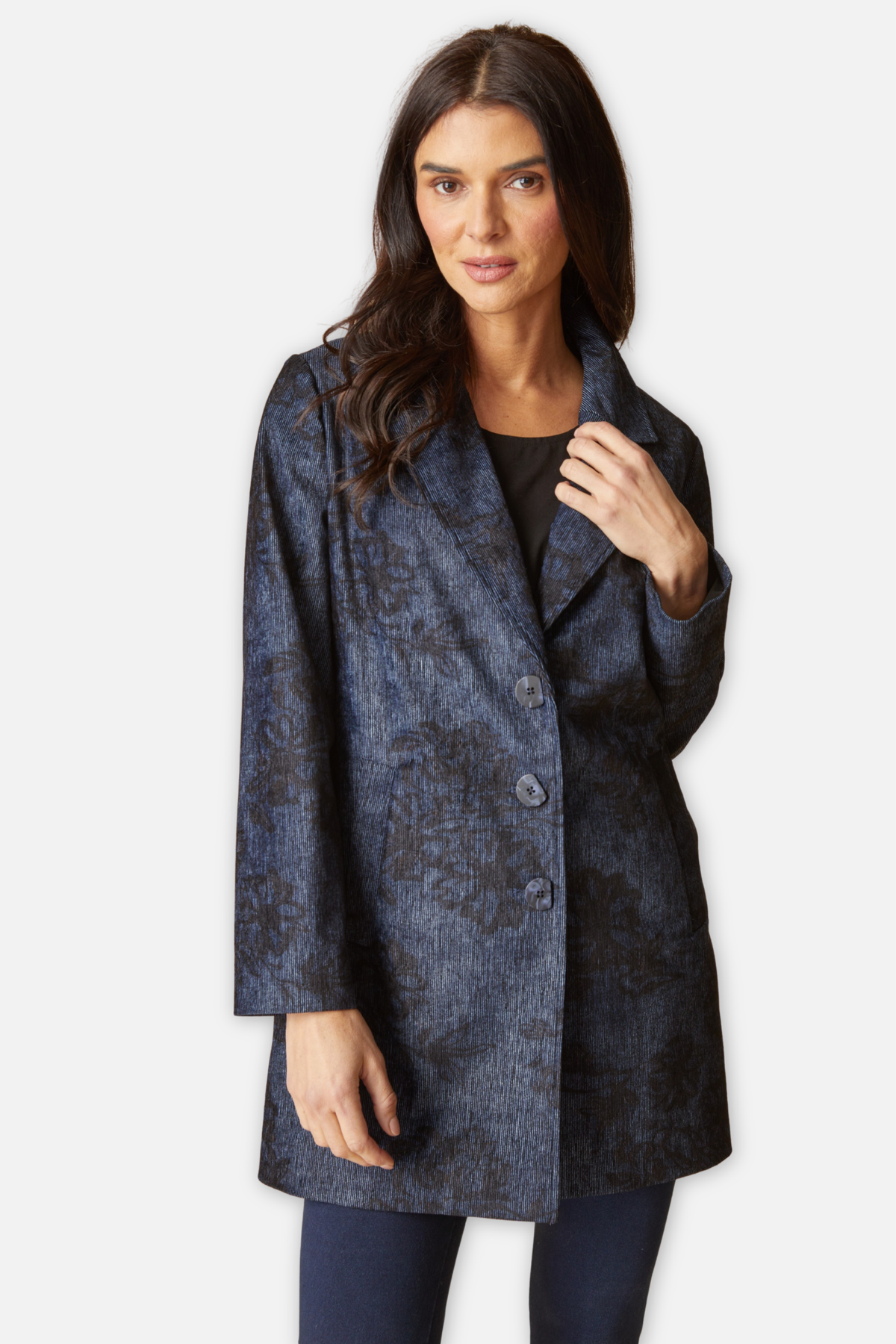 Luxe Cord Paris Card Coat - Navy