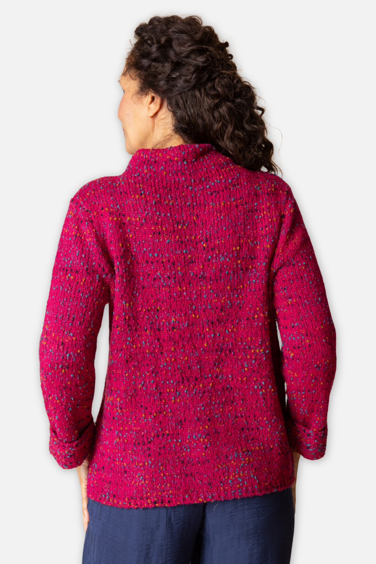 Confetti Funnel Neck Pullover - Wineberry