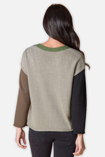 Colorblock Cardigan - Black