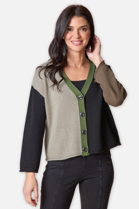 Colorblock Cardigan - Black