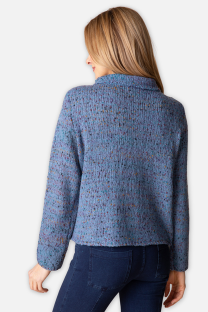 Funnel Cowl Cardigan - Harbor
