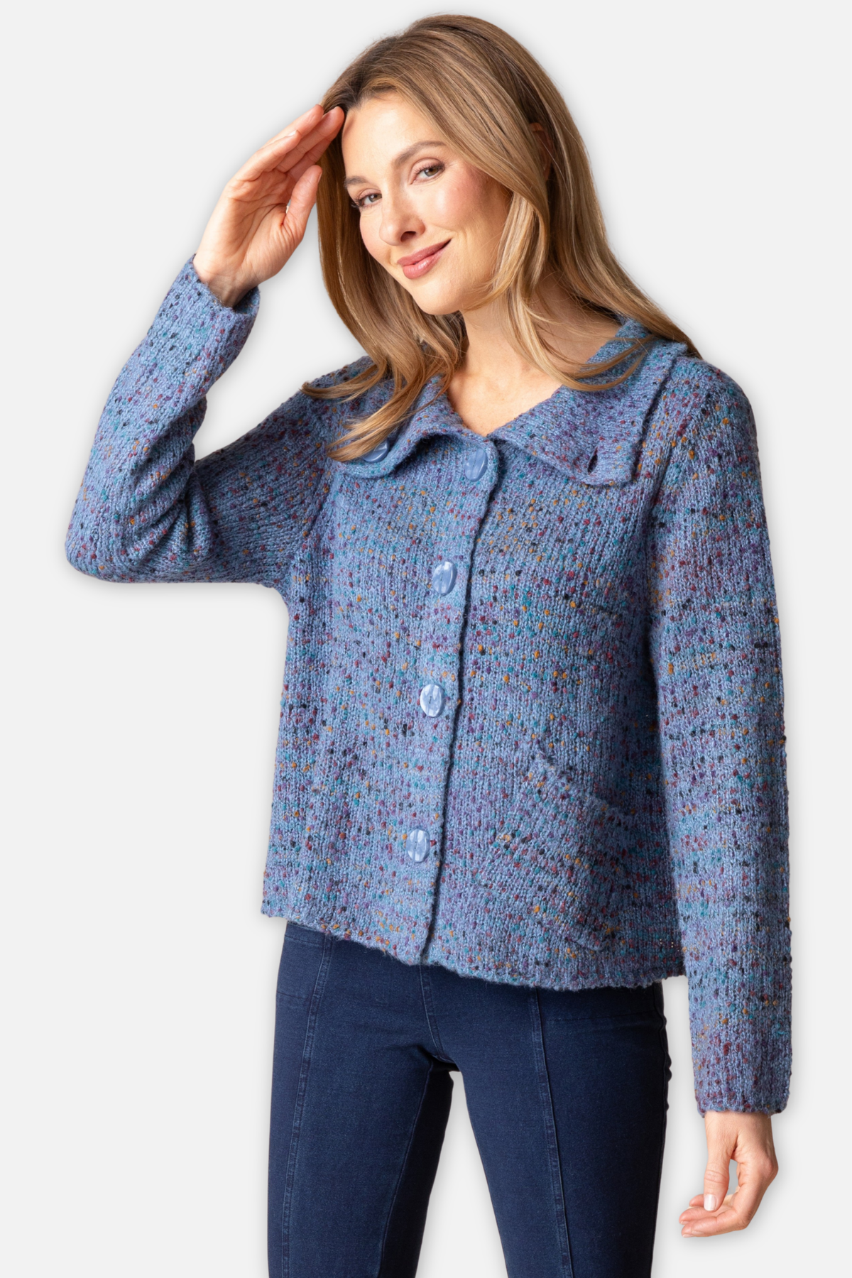Funnel Cowl Cardigan - Harbor