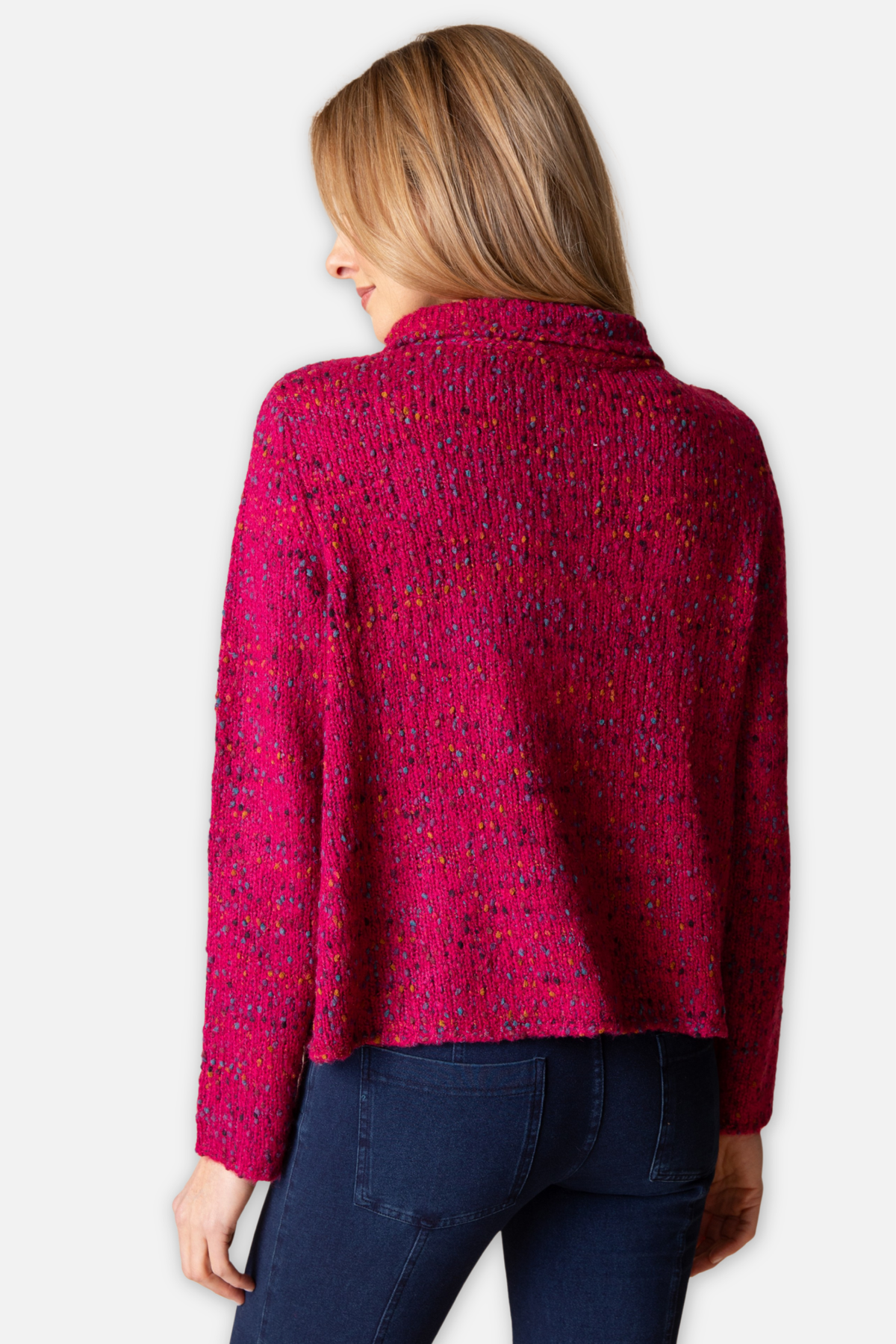 Funnel Cowl Cardigan - Wineberry