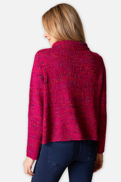 Funnel Cowl Cardigan - Wineberry