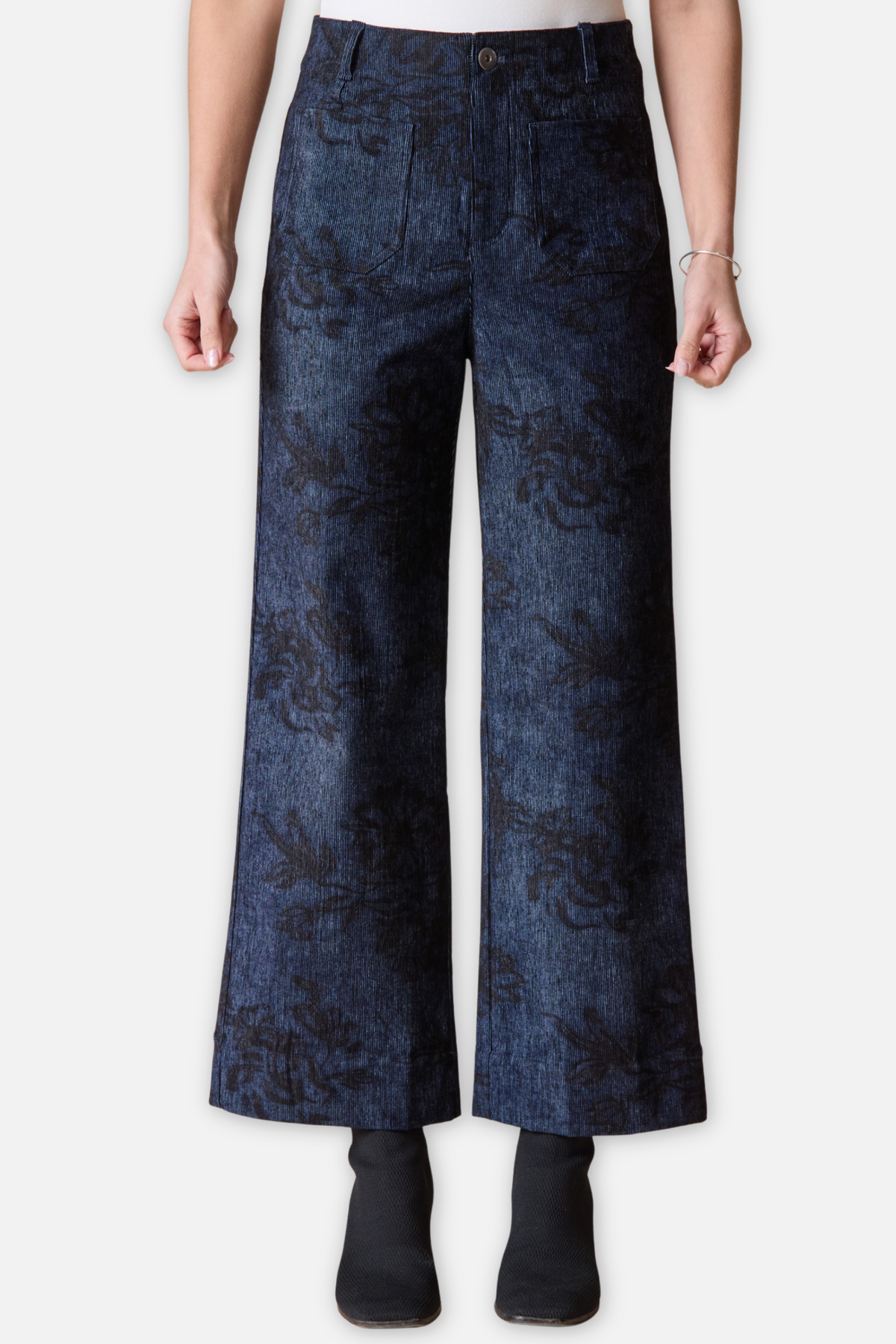 Luxe Cord Ankle Pant - Navy