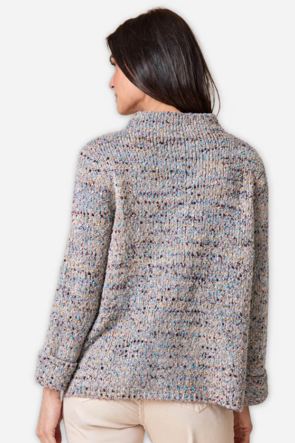 Confetti Funnel Neck Pullover - Winter White