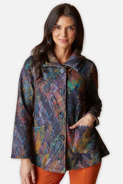 Sunset Fleece Swing Coat - Multi Color