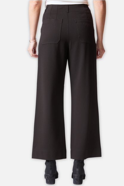 Luxe Ponte Crop Wide Leg Pant - Black