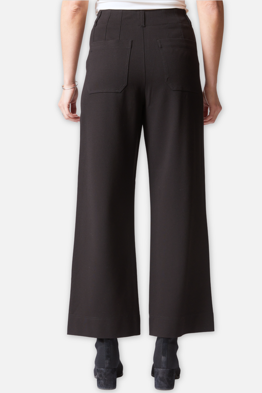 Luxe Ponte Crop Wide Leg Pant - Black