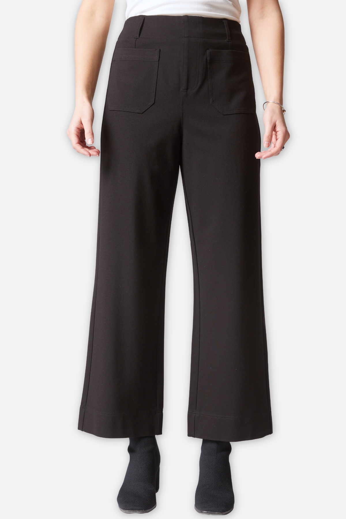 Luxe Ponte Crop Wide Leg Pant - Black