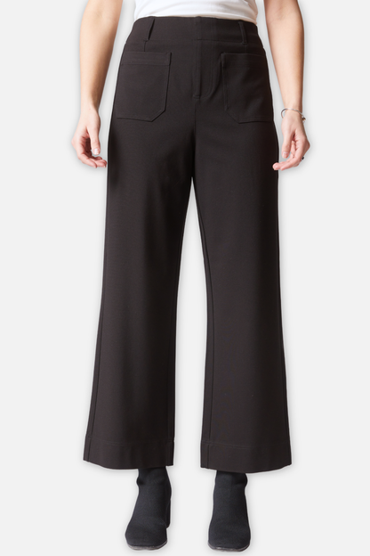 Luxe Ponte Crop Wide Leg Pant - Black