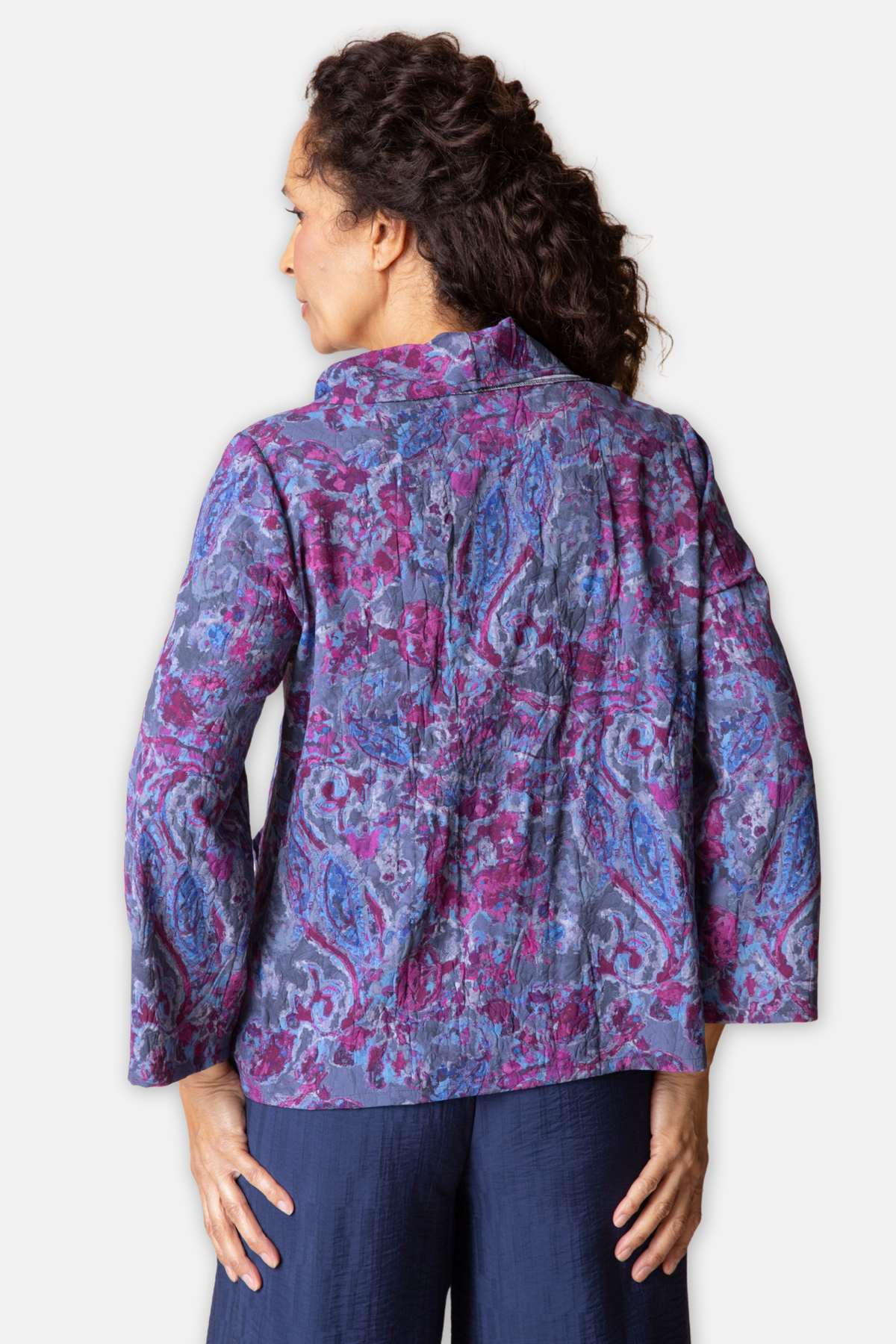 Drape Collar Top - Grape