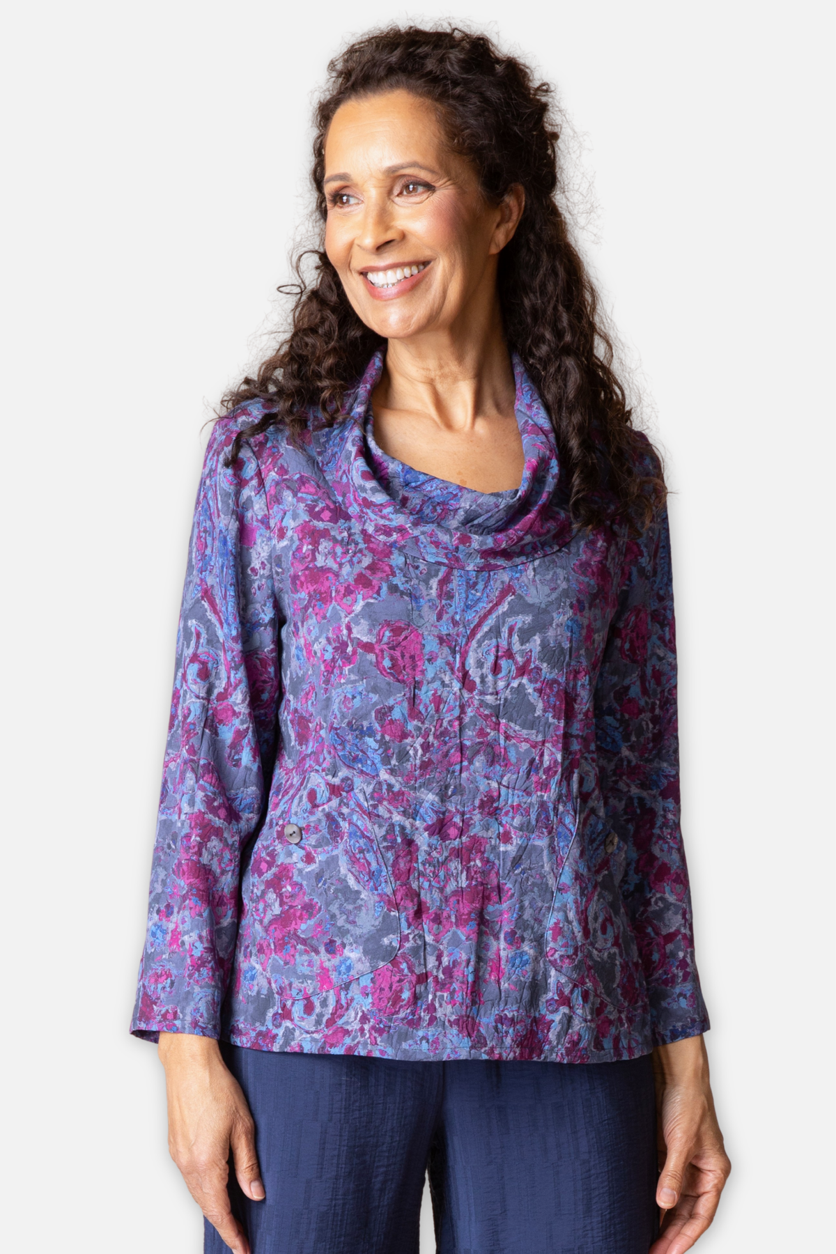 Drape Collar Top - Grape