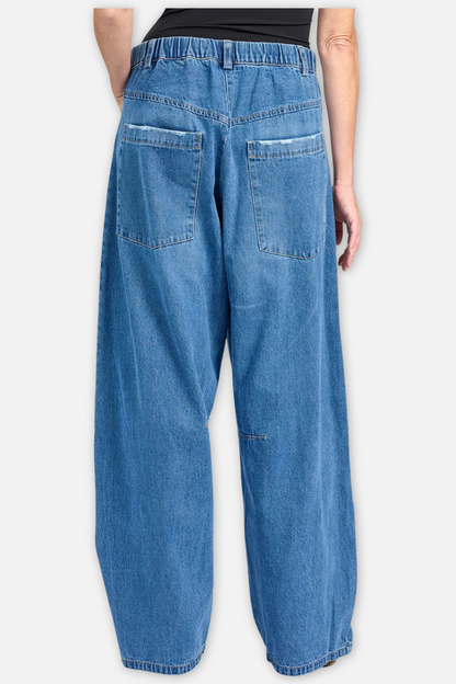 Longline Barrel Jeans - Denim