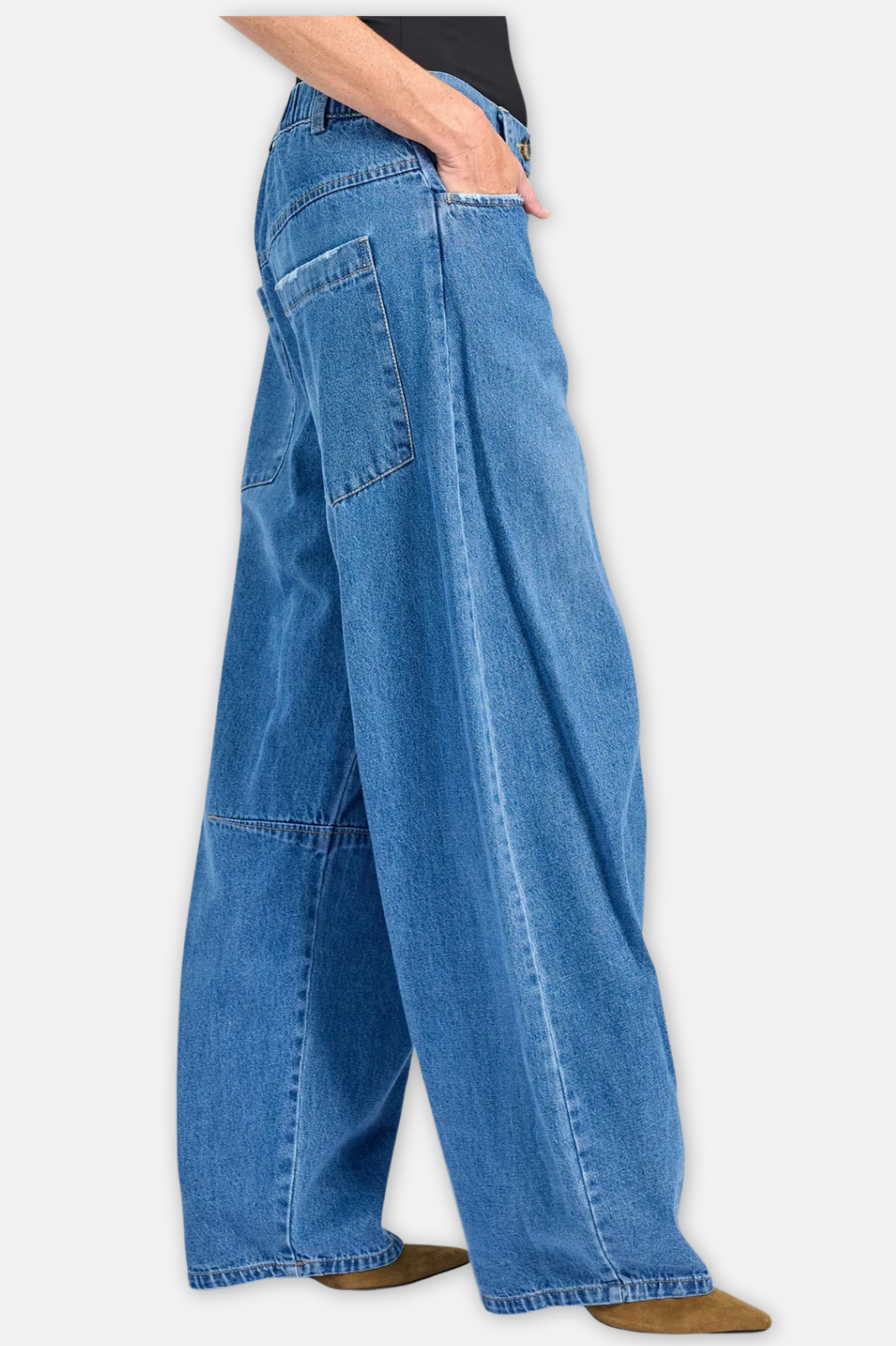 Longline Barrel Jeans - Denim