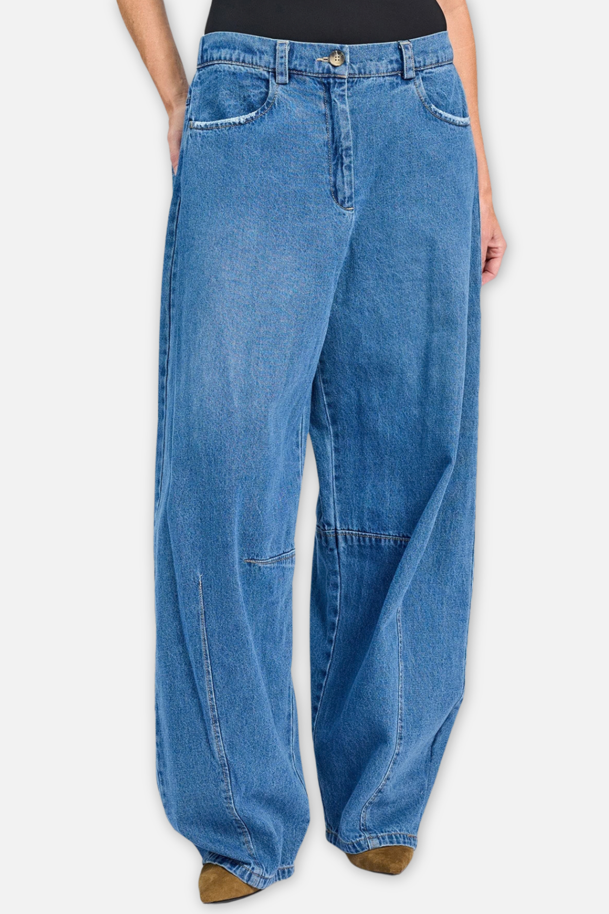 Longline Barrel Jeans - Denim