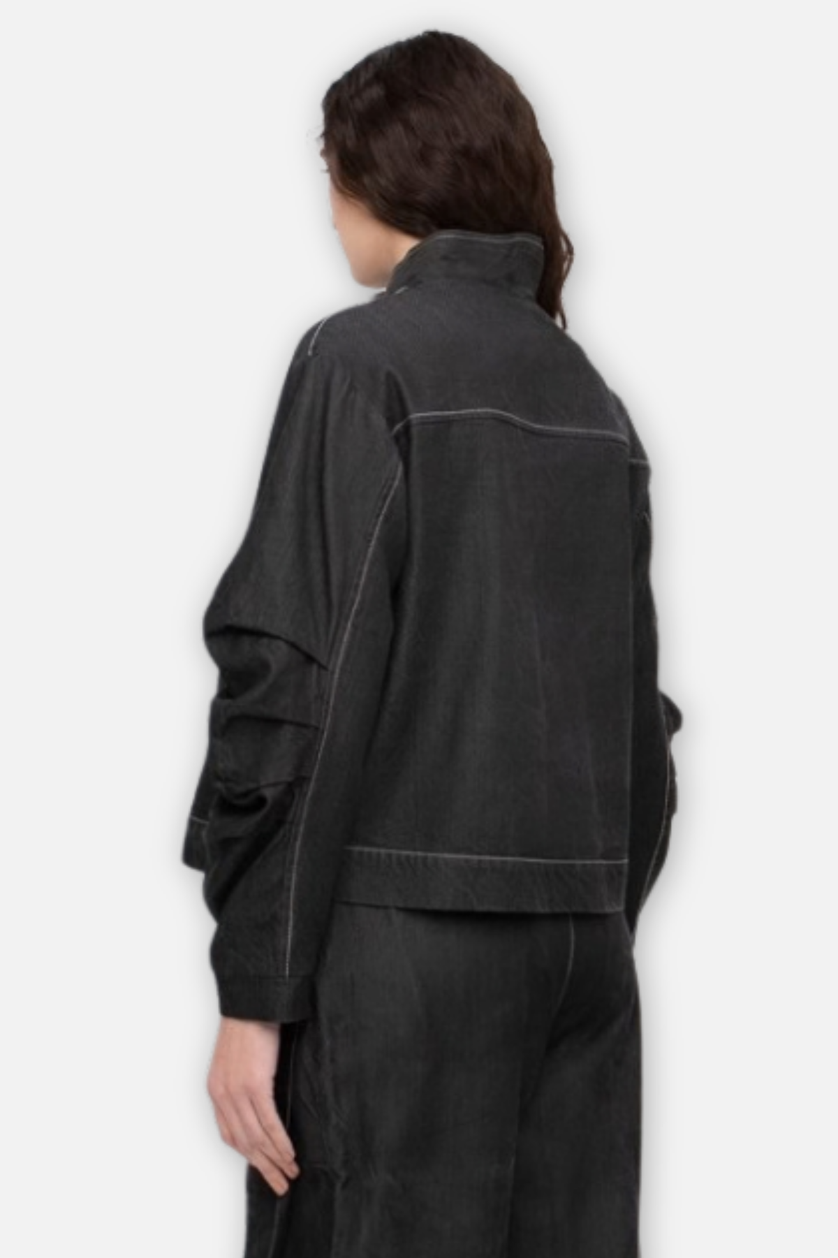 Urban Pleat Denim Jacket - Black Denim