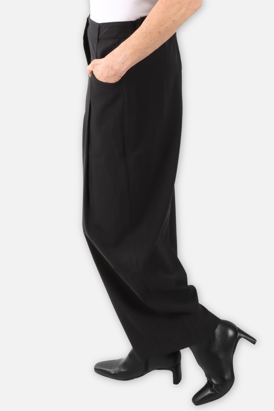 Column Stitch Pleat Pant - Black