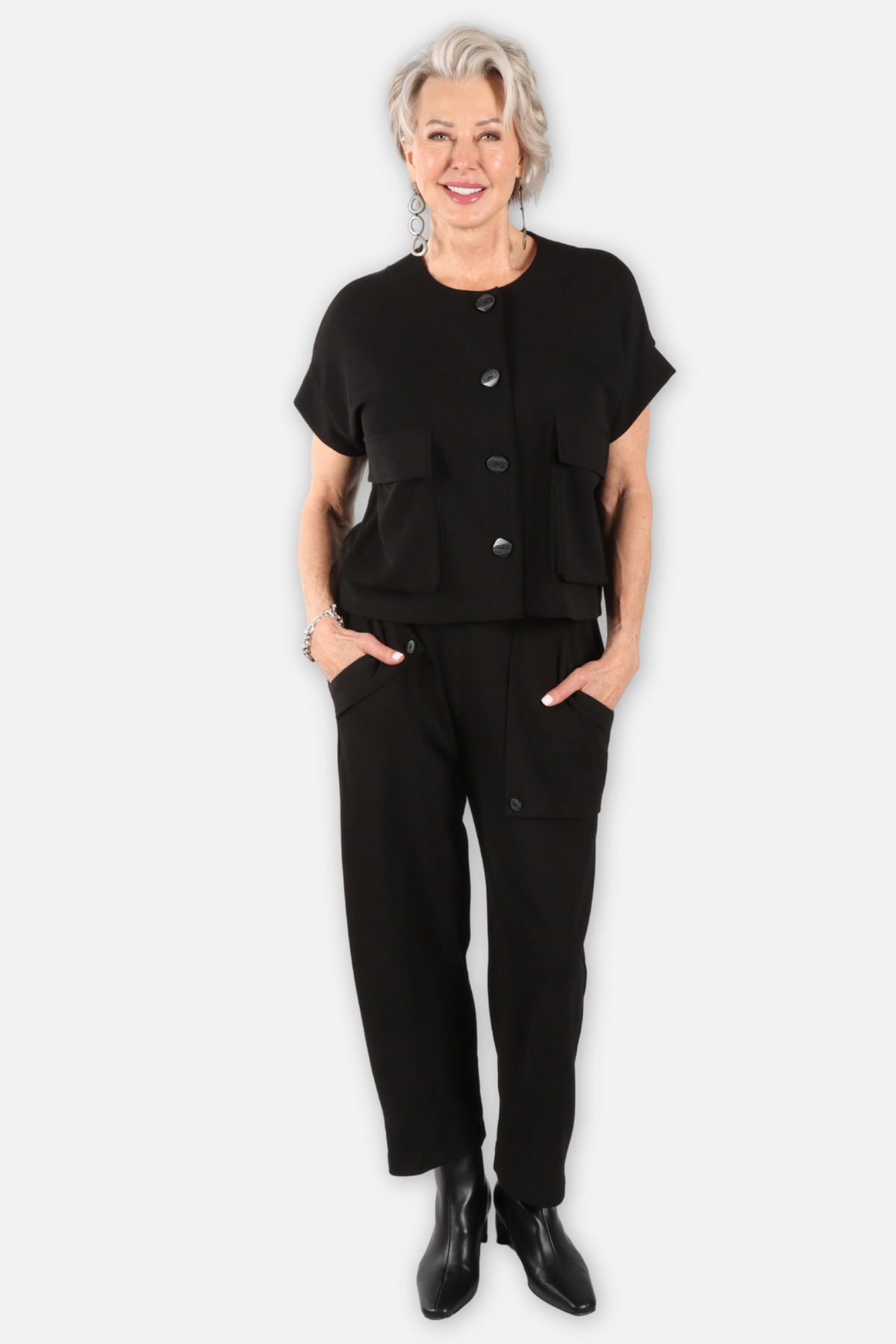 Jolene Short Sleeve Vest - Black