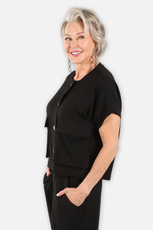 Jolene Short Sleeve Vest - Black