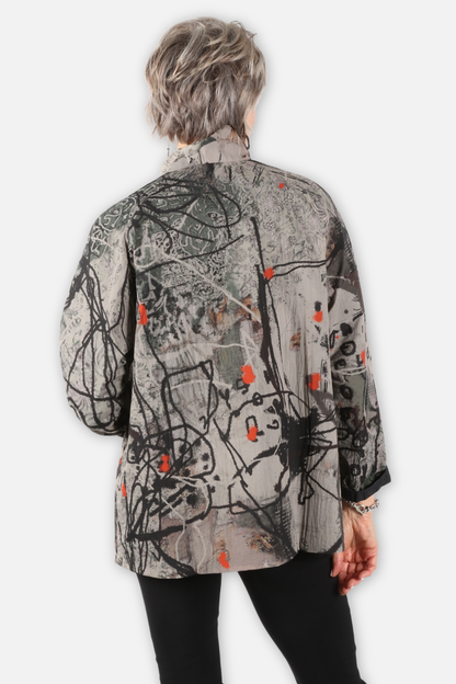 Reversible Mandarin Jacket - Flower Combo
