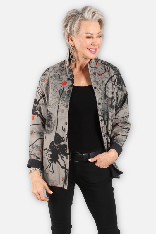 Reversible Mandarin Jacket - Flower Combo
