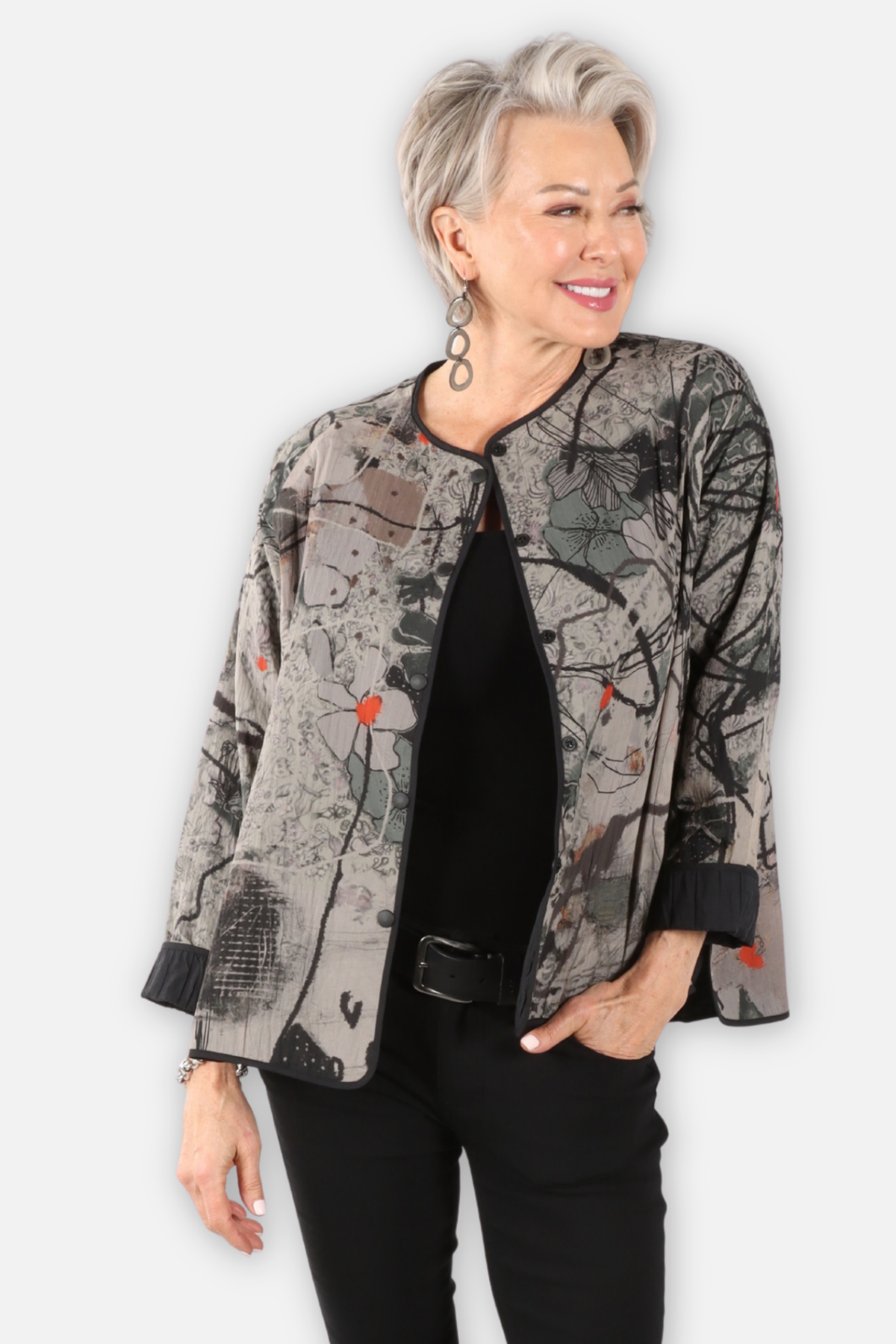 Reversible Jacket with Piping - Flower Combo